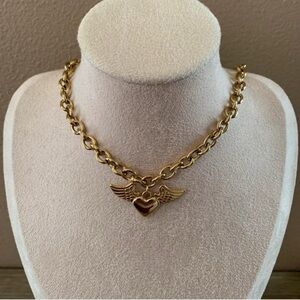 Gold Winged Heart Necklace